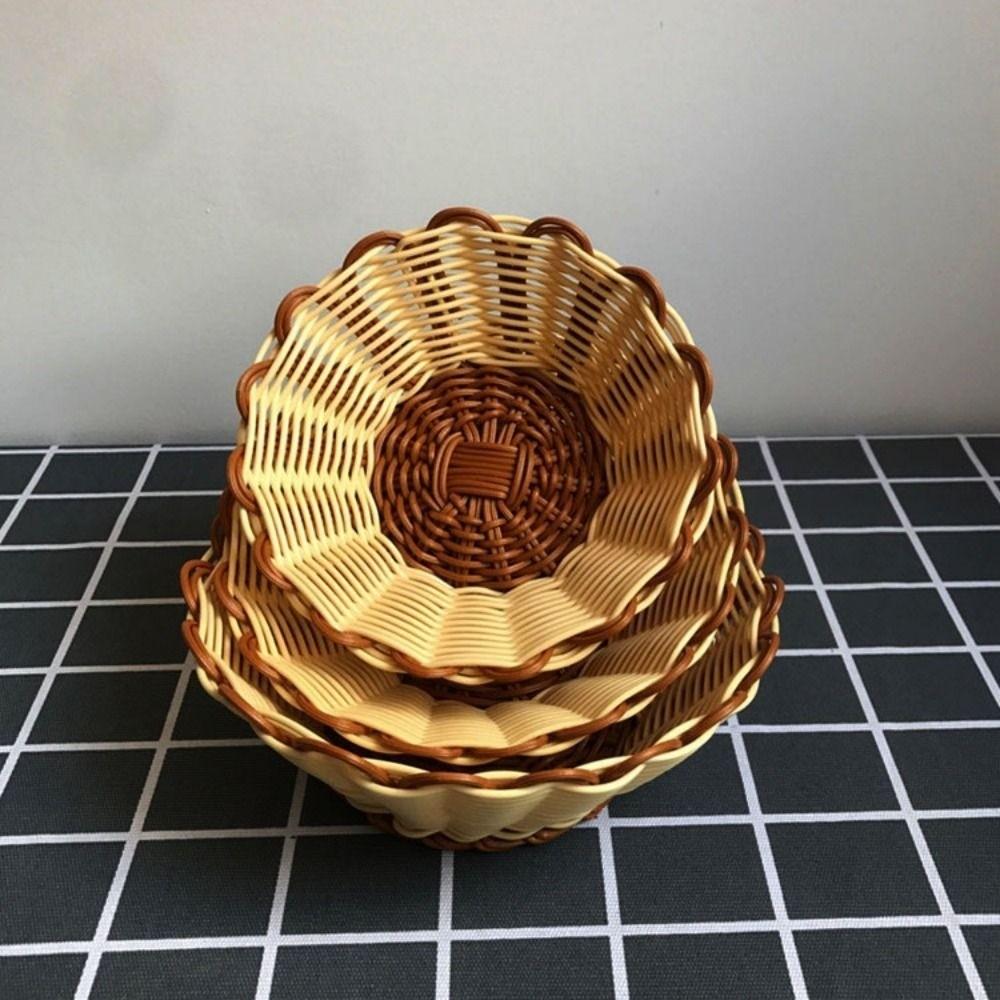 8 Styles Bread Fruit Vegetables Basket Household Rattan Basket Restaurant Serving Tabletop Display