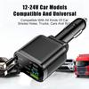 5in1 Retractable Car Charger USB Type C PD Retractable Cable 75W for IPhone Fast Charging Cord Cigarette Lighter Adapter