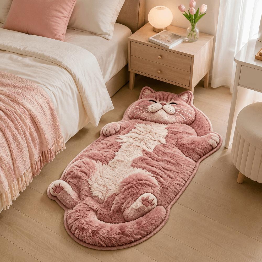 Tappeto da Area a Forma di Gatto Facile da Pulire Antiscivolo Tappeto Cartoon Divertente Decorazione per la Casa Soggiorni
