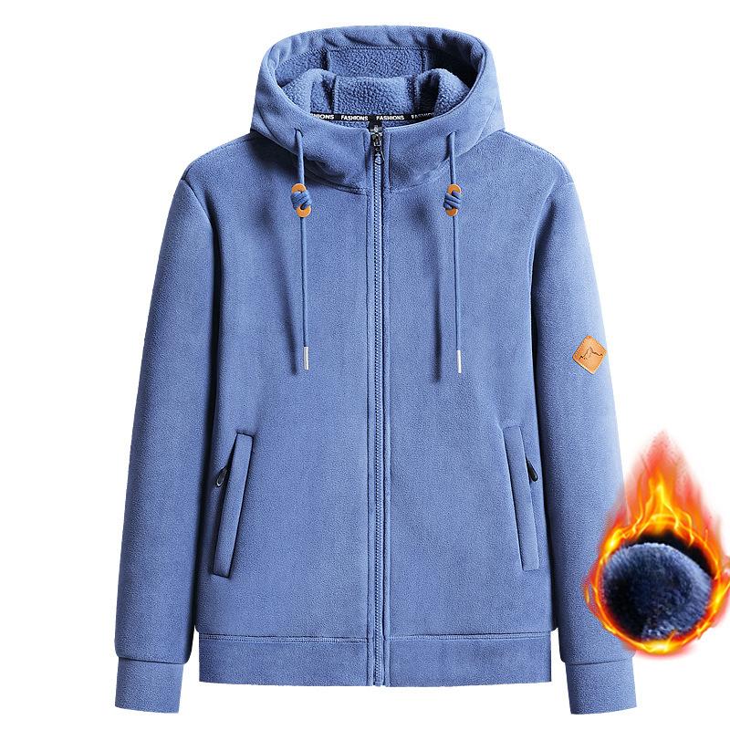 Winter Lamb Fleece Hoodie for Men Korean Version Thick Warm Coral Fleece Zipper Jacket Couple Hooded Coat Sudaderas Para Hombres