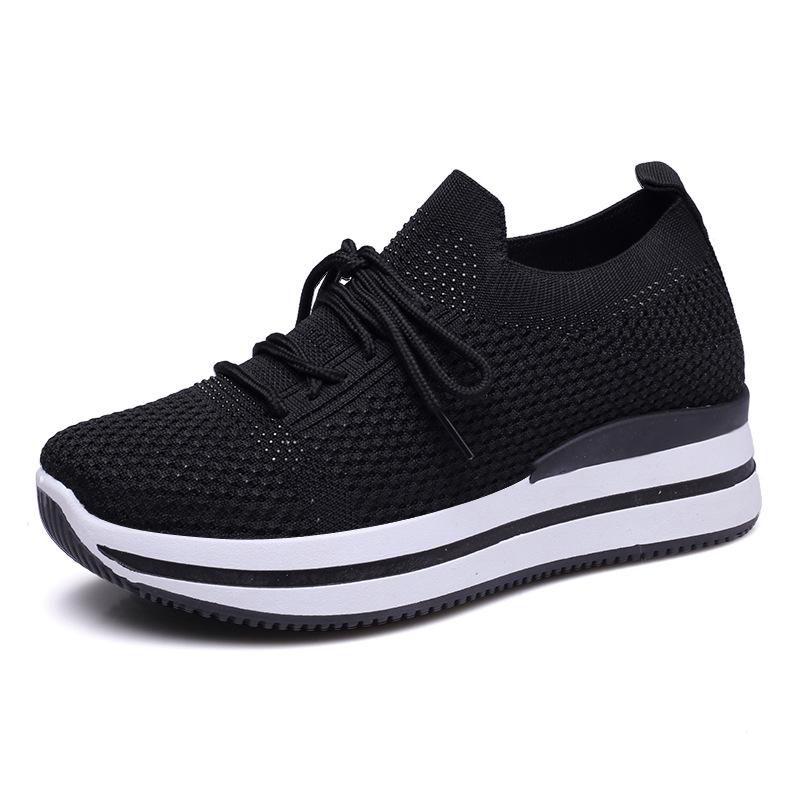 Casual sports shoes spring new fly-woven mesh women's shoes socks shoes comfortable and versatile low heels