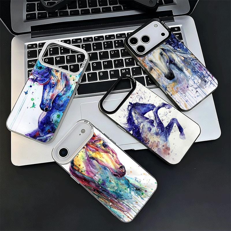 Oil Painting Horse Soft Phone Case for iPhone 15 16 17 Pro Max 17Air 16E 14 Plus 13 12 Mini Shockproof Cover Back Shell