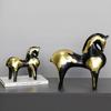 Resin Handicrafts Abstract Horse Figurine Simulation Animal Sculpture Gold Foil Warhorse Decorative Figurines Home Decoration