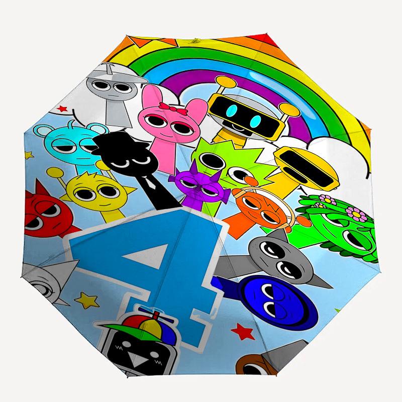 

1pc rainbow robot umbrella with 8 iron ribs and a plastic handle, automatic opening and closing, and daily use.1088