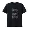 Black Hamburger Print T Shirt for American Fashion Lovers vintage Washed Unisex Soft homme streetwear Stylish Versatile