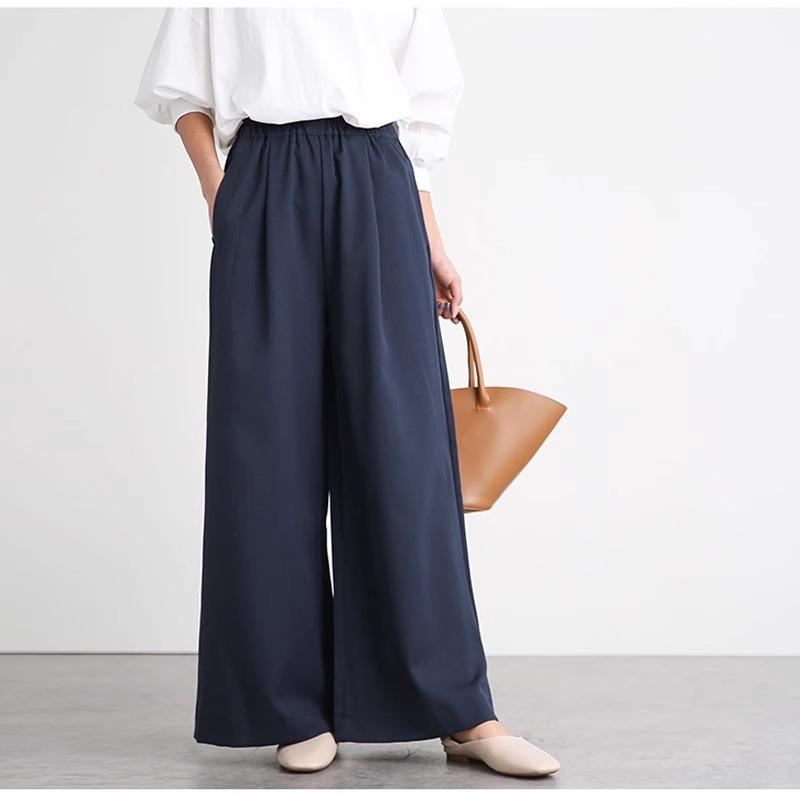 

Эластичные утягивающие брюки с высокой талией и широкими штанинами XL тёмно-синий