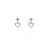 Beixi S925 Sterling Silver Zirconia Heart Stud Earrings - Simple, Fashionable, and Versatile.