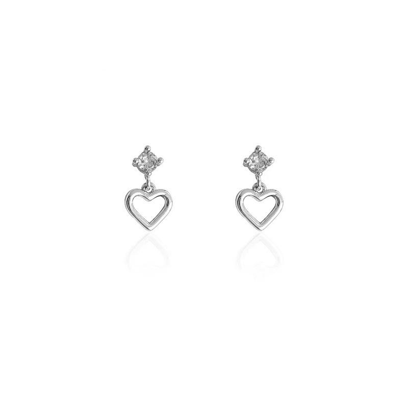 Beixi S925 Sterling Silver Zirconia Heart Stud Earrings - Simple, Fashionable, and Versatile.