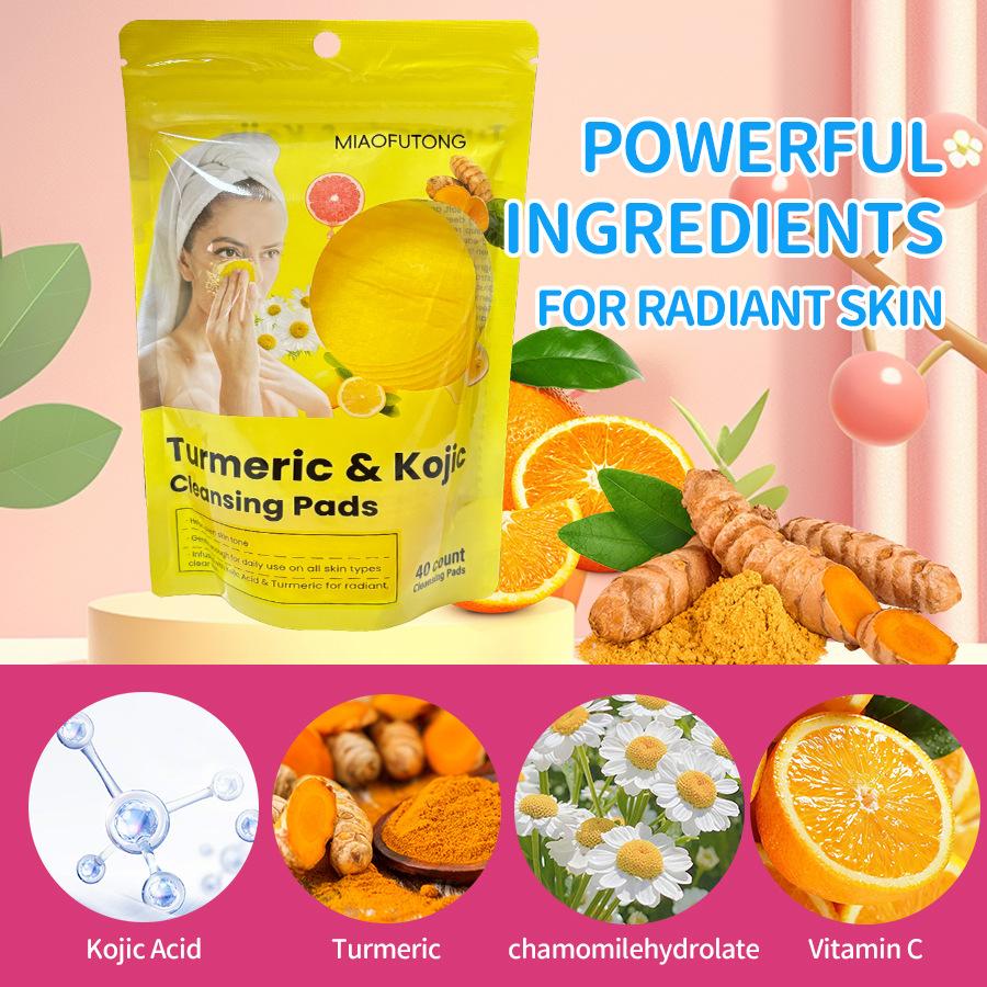 Turmeric Kojic Acid Cleansing Pad Facial Care Deep Cleansing Exfoliating Moisturizing Brightening