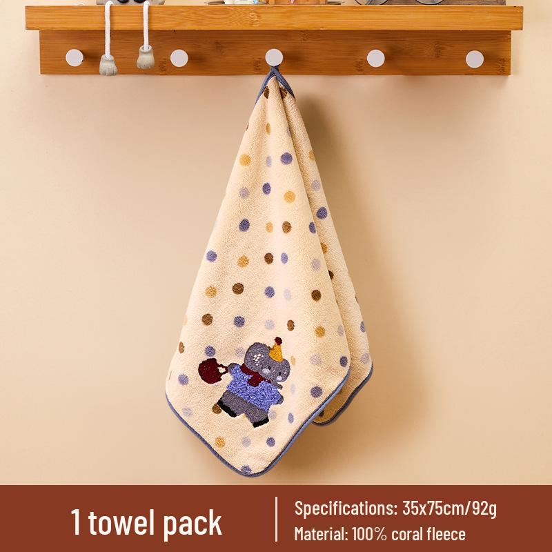 Soft High-Density Coral Fleece Towel - Absorbent, Thick Face & Hair Drying with Fresh 3D Floral Design