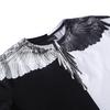 Aprovizionare transfrontalieră, haine noi de vară, brand european și american de stradă la modă, potrivire de culori yin și yang, aripi, un tricou cu mânecă scurtă pentru