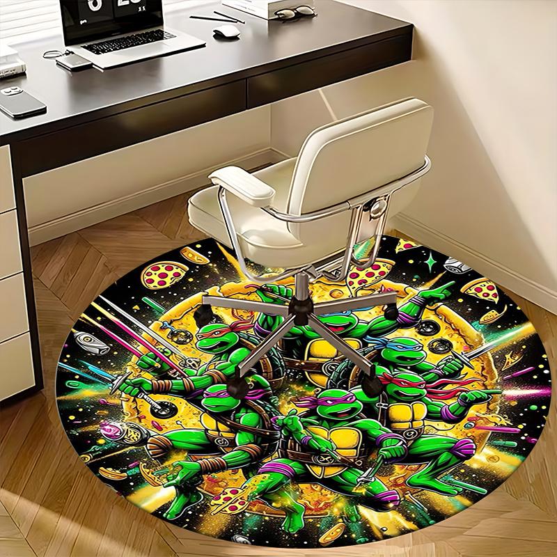 Pizza Turtles,Cosmic Pizza Party Chair mat Round Rug Office carpet, Machine Washable, Non slip, Suitable for Living Rooms, Bedrooms