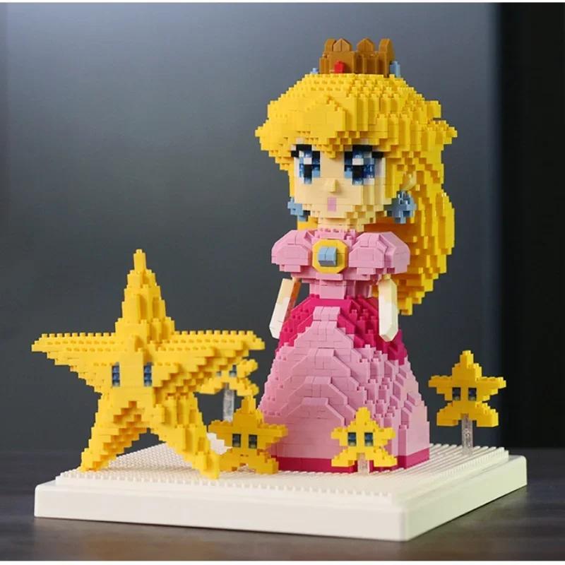 Peach Princess 1484 Stück Super Mikro Blöcke Stern Rosa Mädchen Mini DIY Bausteine Puzzle Bausteine Spielzeug für Kinder Geschenke