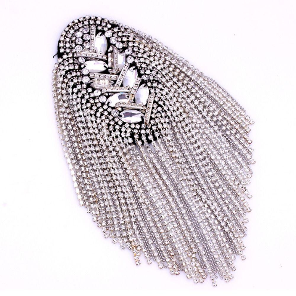 Rhinestone Shoulder Tassel Epaulet Long Chain Brooch New Shoulder Epaulettes  Clothing Accessories