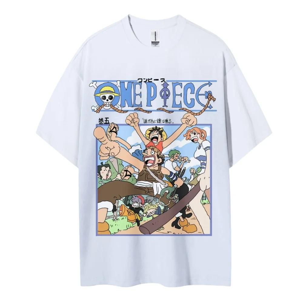One Piece Animation Derivatives Luffy Usopp Printing Mens and Womens Summer Fashion Breathable Street Shortsleeved TShirt