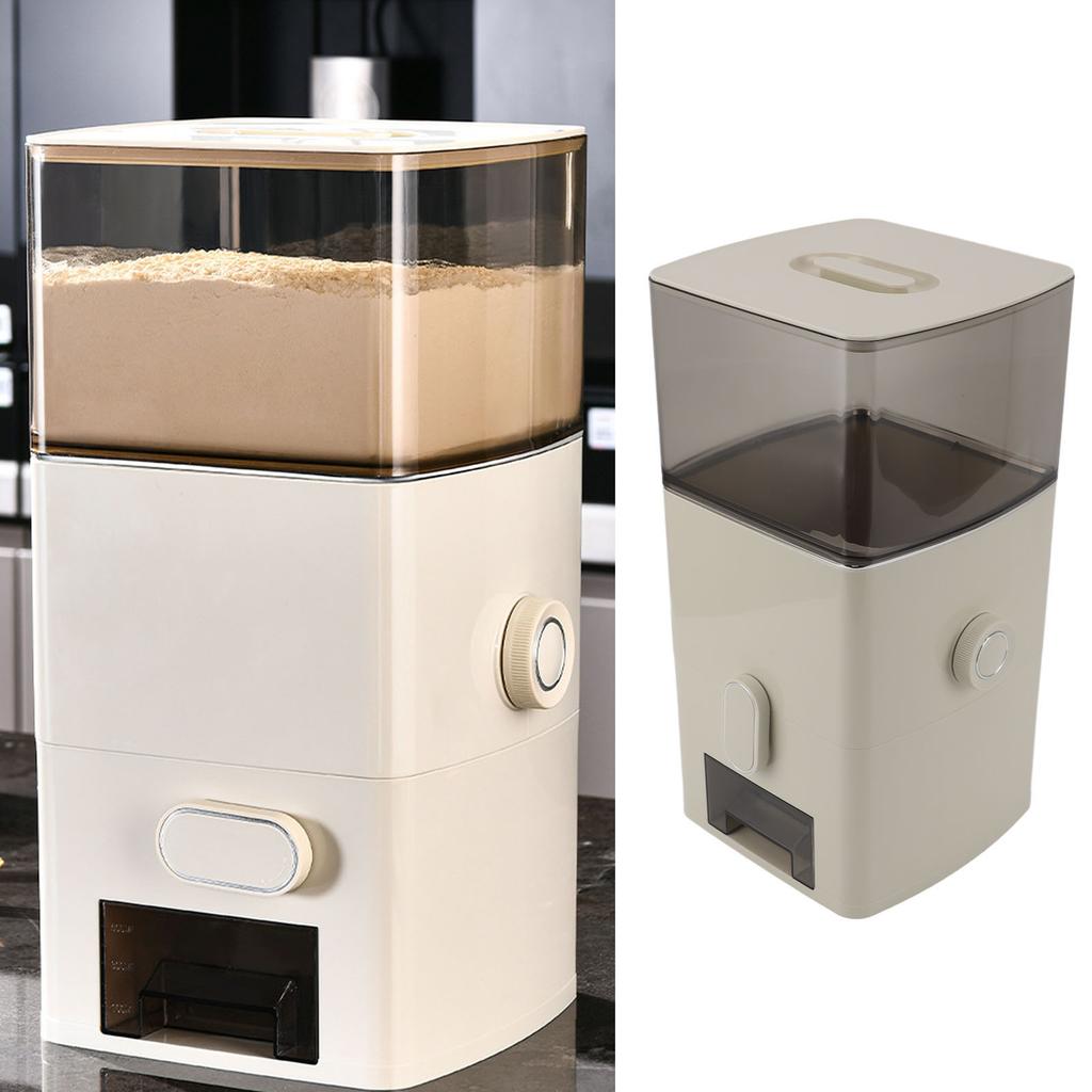 Rice Dispenser 13.2lb Capacity Transparent Window Dry Food Storage Container with Measuring Cup for Kitchen Flour Sugar