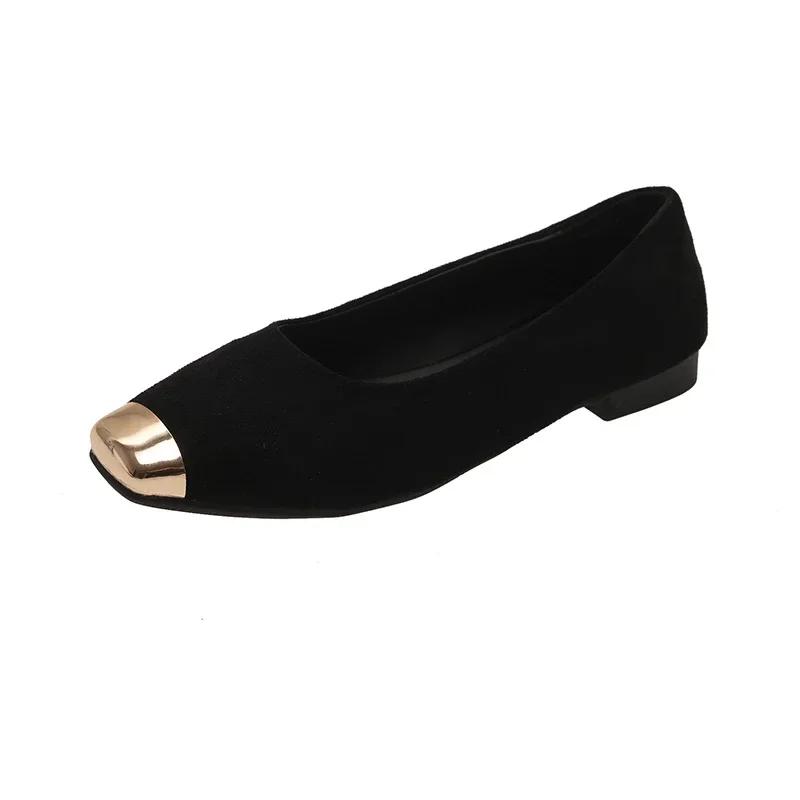 Women Low Heels One Kick Leopard Print Metal Decorative Toe Wear-resistant Rubber Sole Comfortable and Breathable Zapatos Mujer