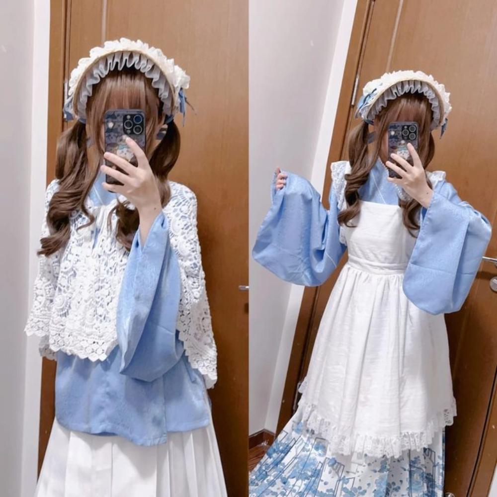 Lace Lolita Bonnet Flat Top Bow Ribbon Flower Cap Elegant Lolita Straw Hat Lolita Accessories