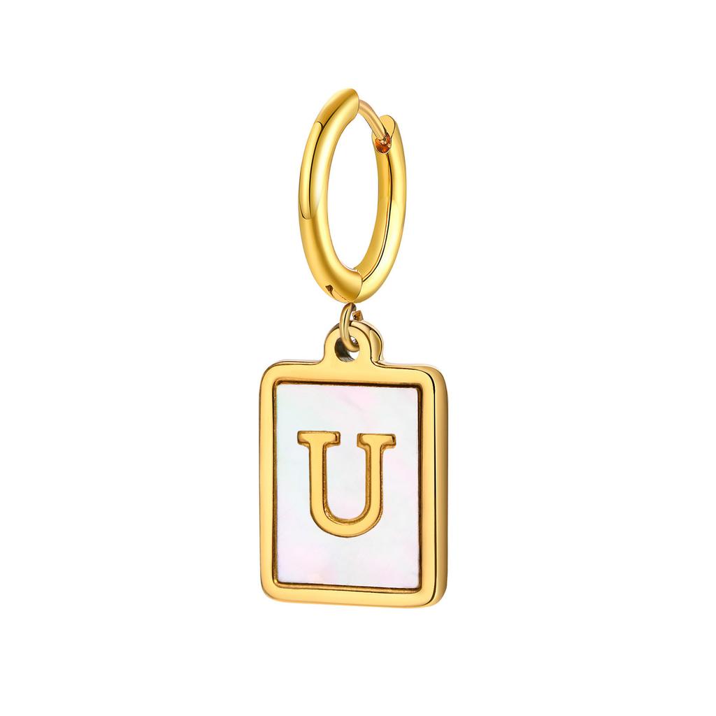 26 Letter Earrings Diy Stainless Steel Shell Letter C Earrings Gold Women'S Earrings, Jewelry Ed-637