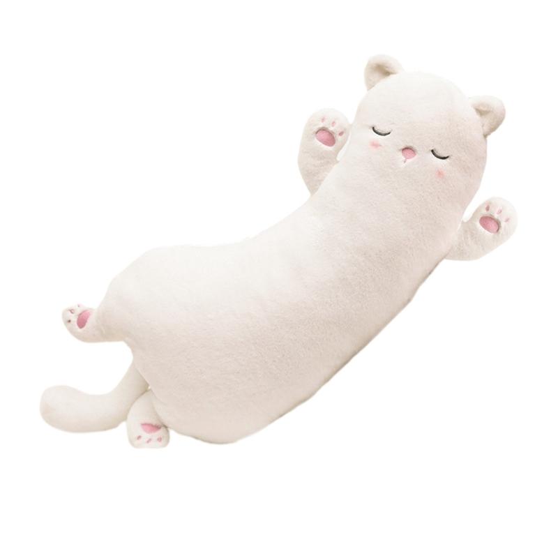 Cute Cat Stuffed Animal Pillow Long and Soft Perfect for Kids Bed or Sofa Decor