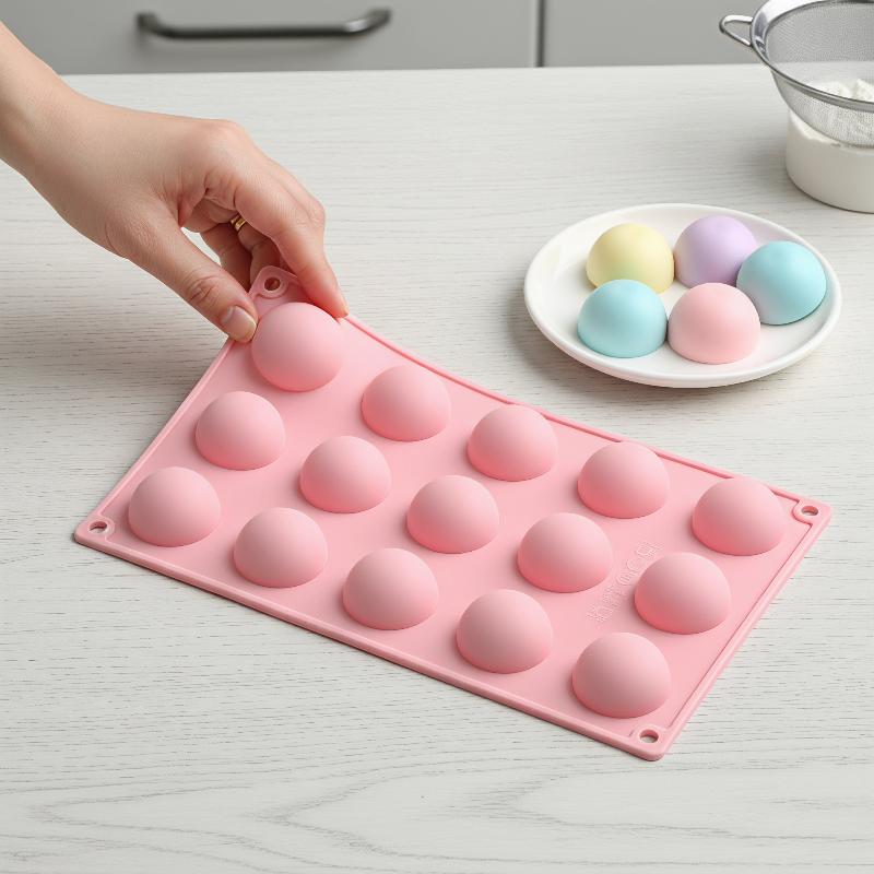 15 Holes Half Ball Sphere Round Silicone Mold 3D Brownie Pudding Mousse Chocolate Dessert Diy Baking Cake Decoration Tool