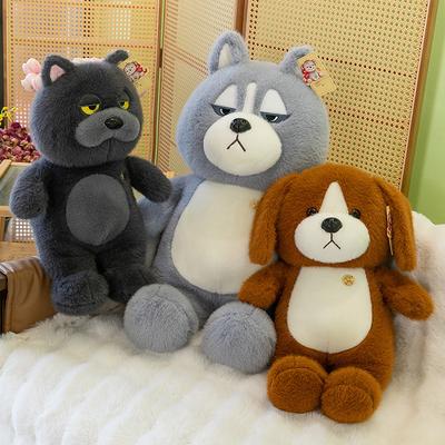 Pelúcias da série Unconvinced boneca de cachorro marrom infantil lobo mau grande ornamento para casa gato azul carro