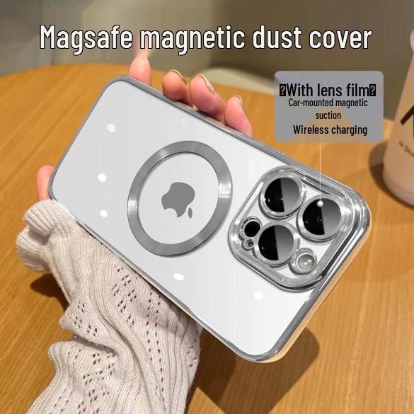 iPhone 17 Dustproof Electroplated Case with CD Pattern, Magnetic Suction, E Lens Film for 15 Pro, Soft Case Compatible with 16.