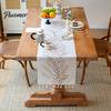 Table Runner Protects from Hot Pans Floral Embroidered Runner, Elegant Dining Cover, White Rustic with Tassels for Home Wedding Bridal Shower