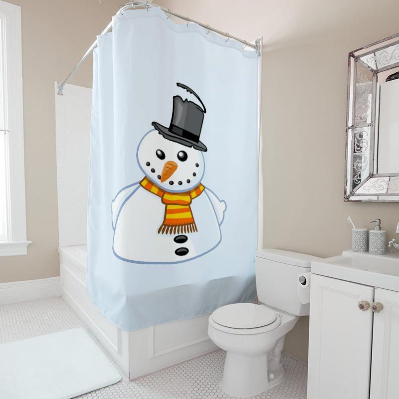 Tuniu Adorable Snowman Shower Curtain Winter Holiday Decor Festive Bathroom Set Waterproof Fabric