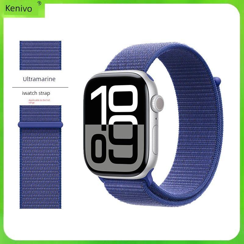 

for Apple/Apple Watch 10 Strap IWatch Nylon Loop 9 Wrist Strap Se Woven Ultra2 New Arrival Fancy 46mm Plum Color S8 Sports Summer 7 Watch Bracelet Ultramarine [41mm dial] iwatch s7/8/9 generation