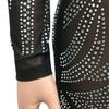 Rhinestone Mesh See-through Long Sleeve Nightclub Dress
