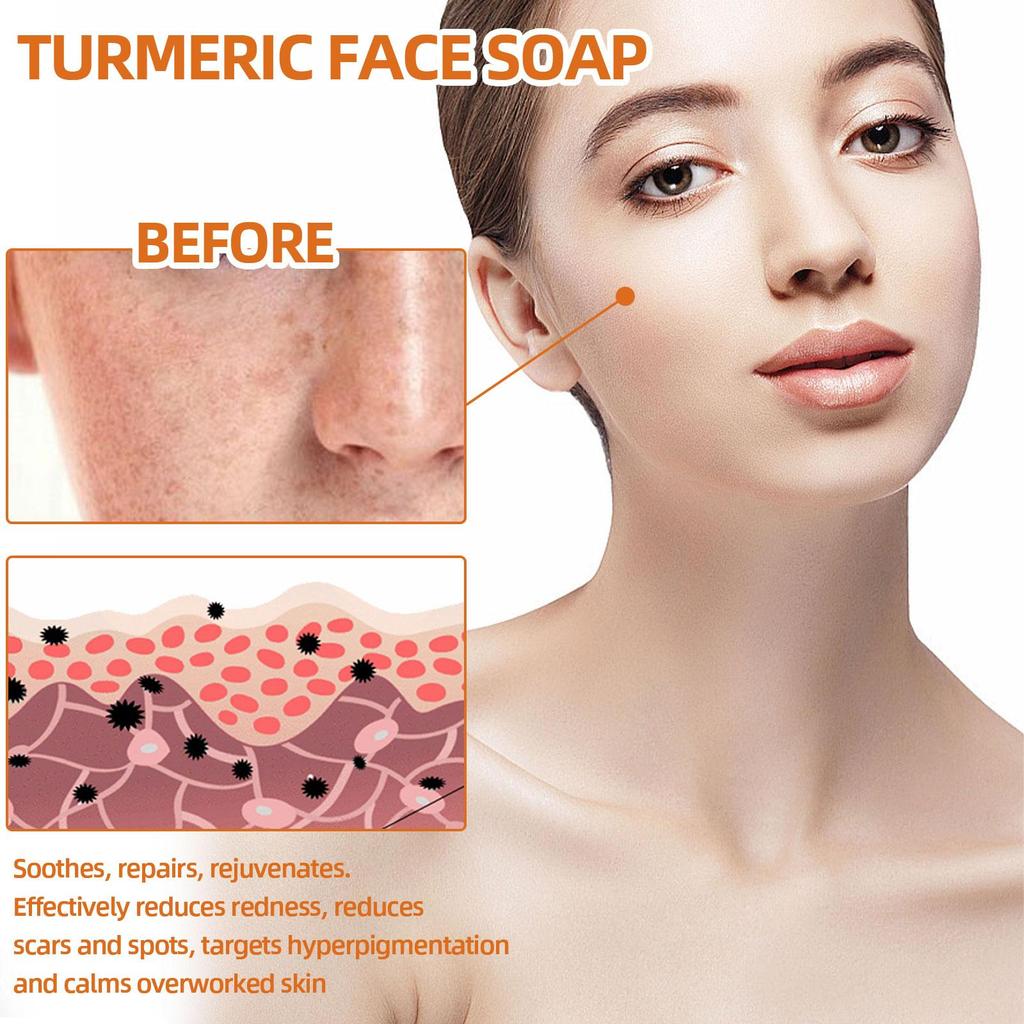 100g Turmeric Face Soap Facial Repair Gentle Cleansing Blemish Reduction Smoothing Fine Lines Cleansing Soap