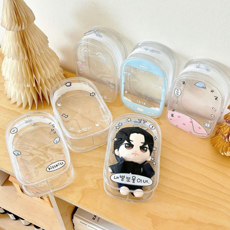 Original Design Transparent PVC Storage Bags for Women Kawaii Doll Storage Bag with Colorful Lanyard Plush Doll Display 2025 New