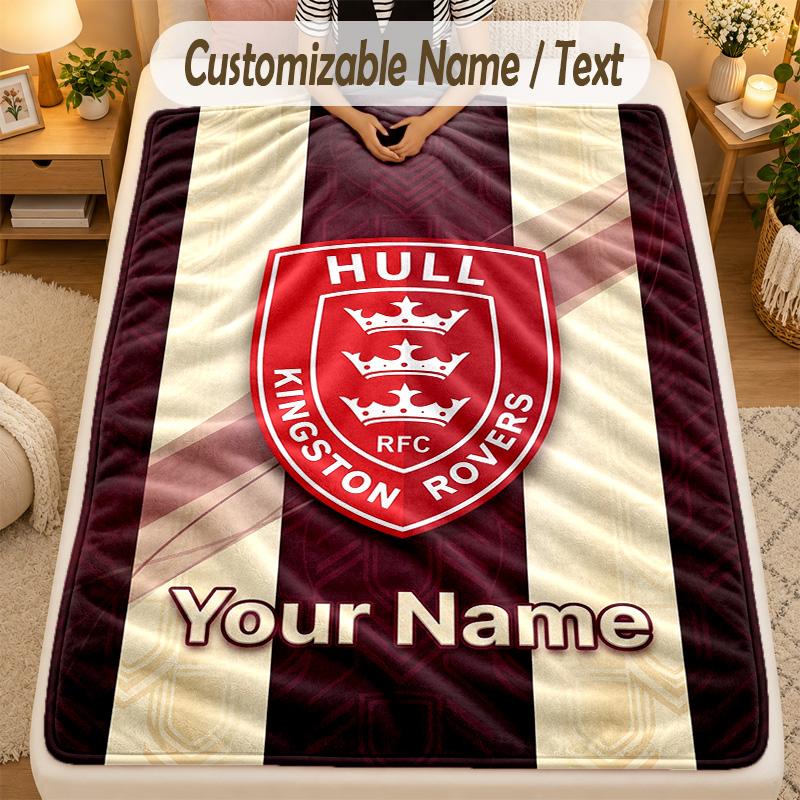 Flannel BlanketHull KR Custom Name Text Personalized Soft Warm Throw Blanket Home Decor Gift