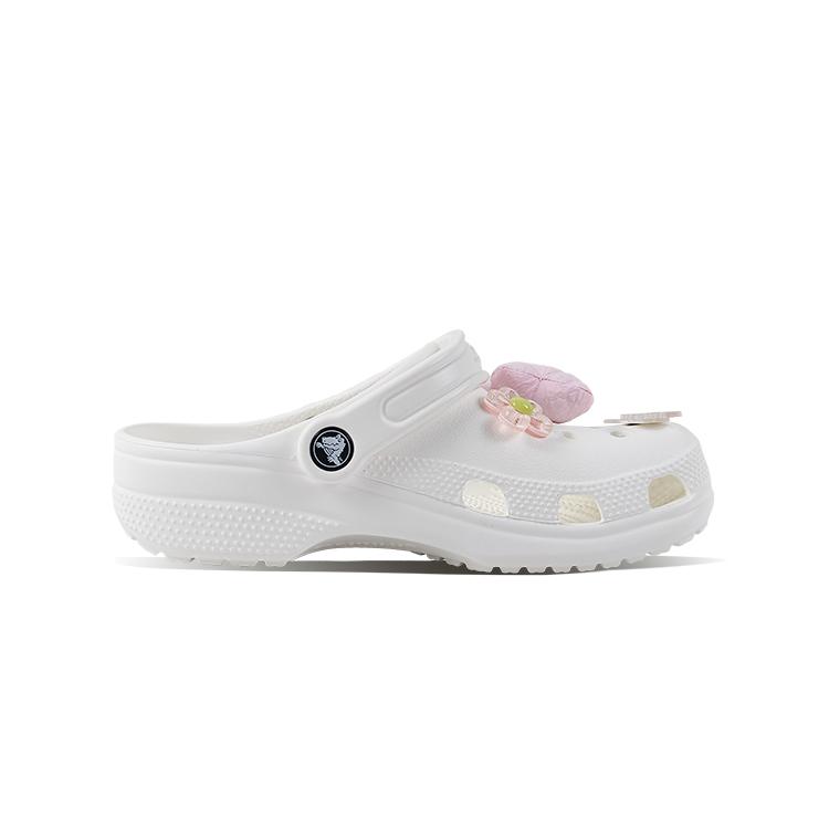 Crocs Classic clog EVA bow puppy fashion cute home casual school style hole shoes unisex white