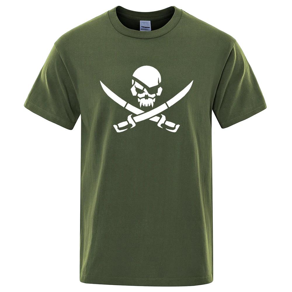 Pirateskull Print Funny Tshirts Man Wo100% Cotton T-Shirt Hip Hop Loose Tee Clothes Casual Fashion Casual Tops Streetwear
