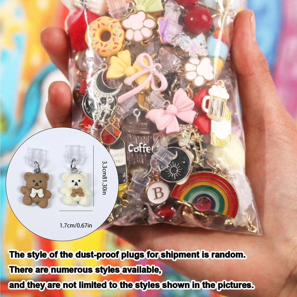 20 Multi-color Non Repeating Resin Alloy and Other Materials Dust Plugs - Cute Hearts, Flowers, Animals, Smiling Faces and Other Shapes