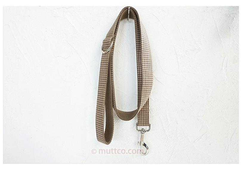 Innovative Coffee Plaid Dog Leash & Collar Set UDL-072