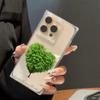 Square Back Tube Protection Clear Case For iPhone 12 13 16 ProMax 14 Pro Max 15 Plus 11 Anti-Oxygen,Green Tree Love Pattern Casing