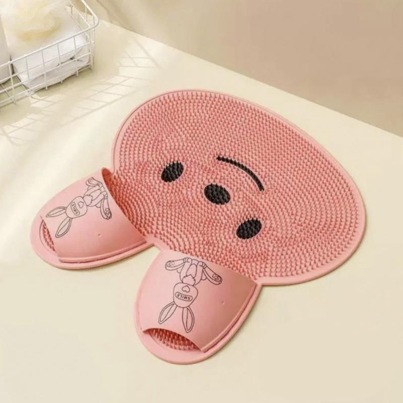 Tappetino da Bagno in Silicone con Texture Esfoliante Design Coniglio Antiscivolo Tappetino per Doccia per Massaggio ai Piedi 30cm