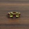 Simple and Fashionable Green Pink Alternating Oval Synthetic Zircon Women's Ring for Daily Wear Party Jewelry Accessories Gifts