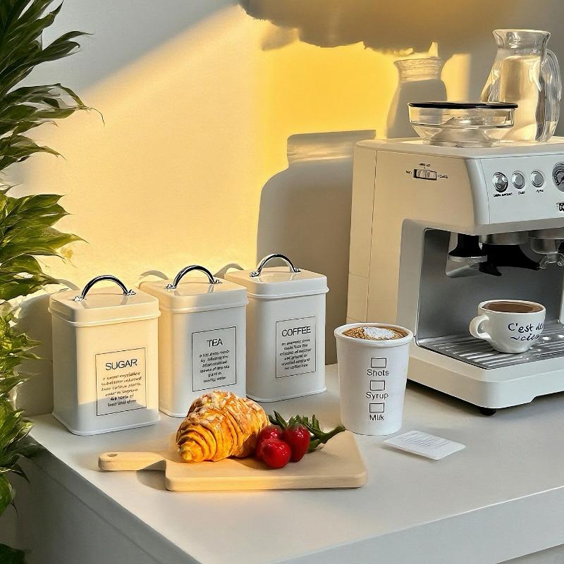 3Pcs Mini Kitchen Storage Container Square 1/6 Scale Miniature Dollhouse Coffee Bean Tin For Doll Accessories Toy