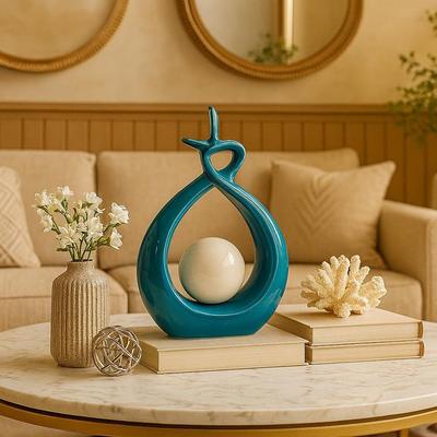 Beautiful Ceramic Spiral Design Statue for Home Decoration (Pack of 1, Sky)