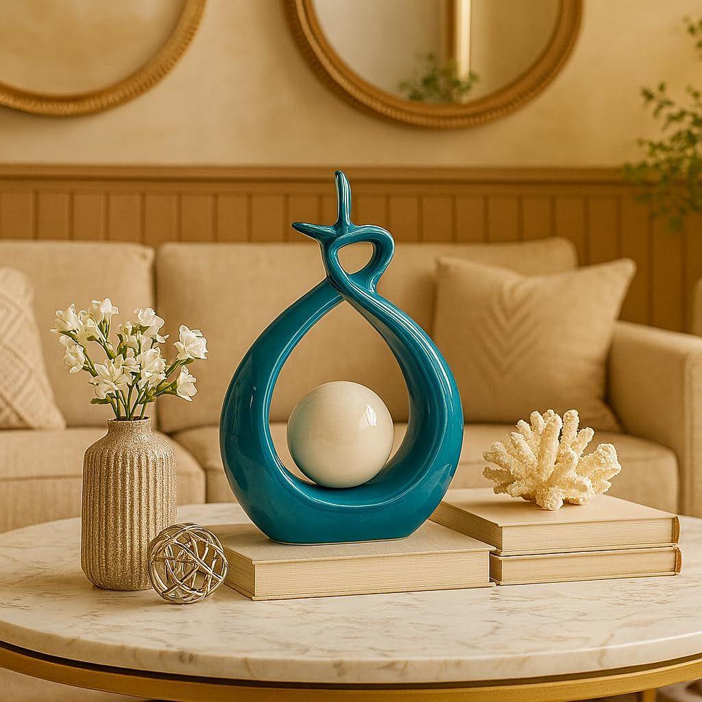 Beautiful Ceramic Spiral Design Statue for Home Decoration (Pack of 1, Sky)