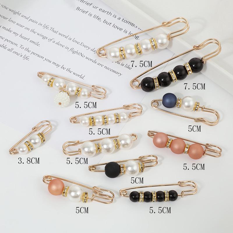 Pearl Waist Cinching Pin Set – Safety Pin Brooch for Women's Clothing