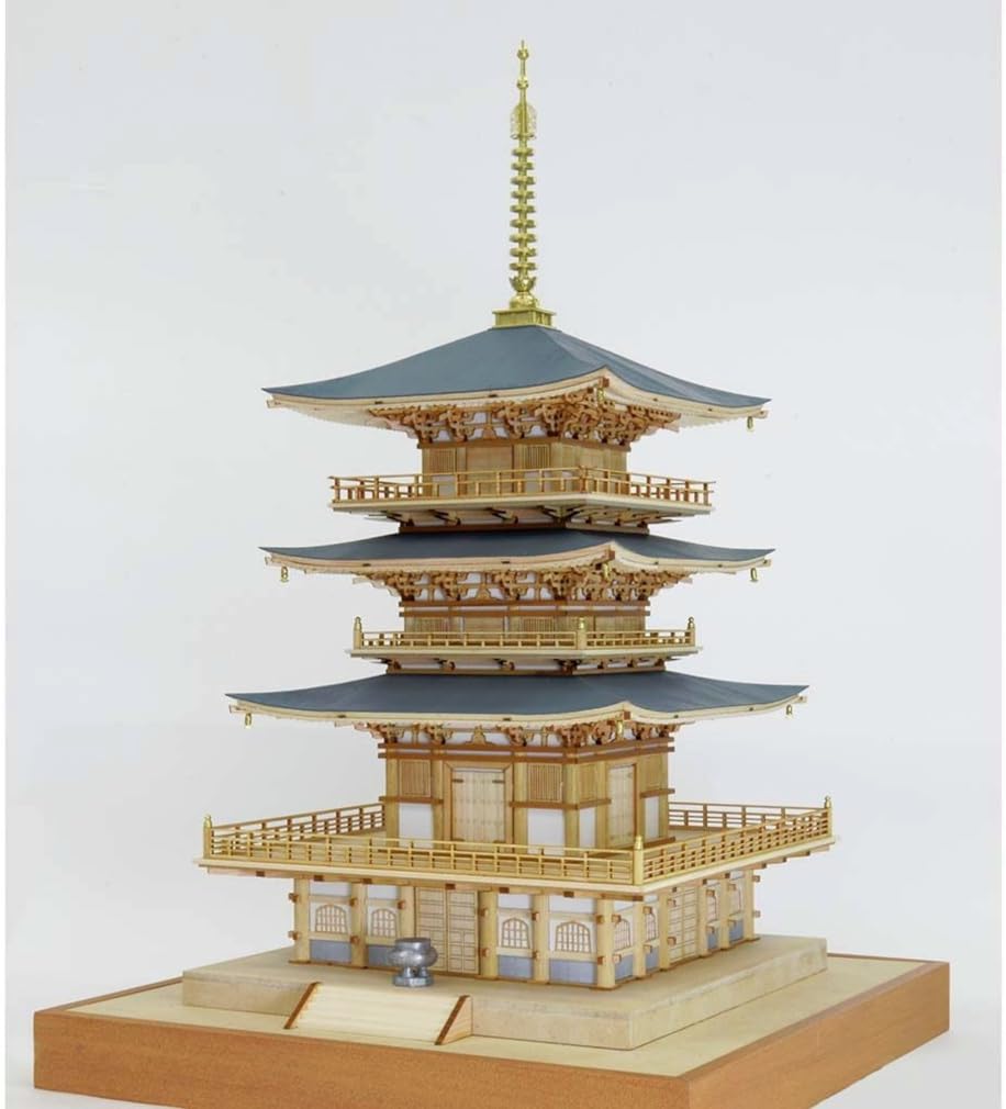 Woody Joe 1/75 Seiganto-ji Temple Three-Story Pagoda Wooden Model Assembly Kit (Building)
