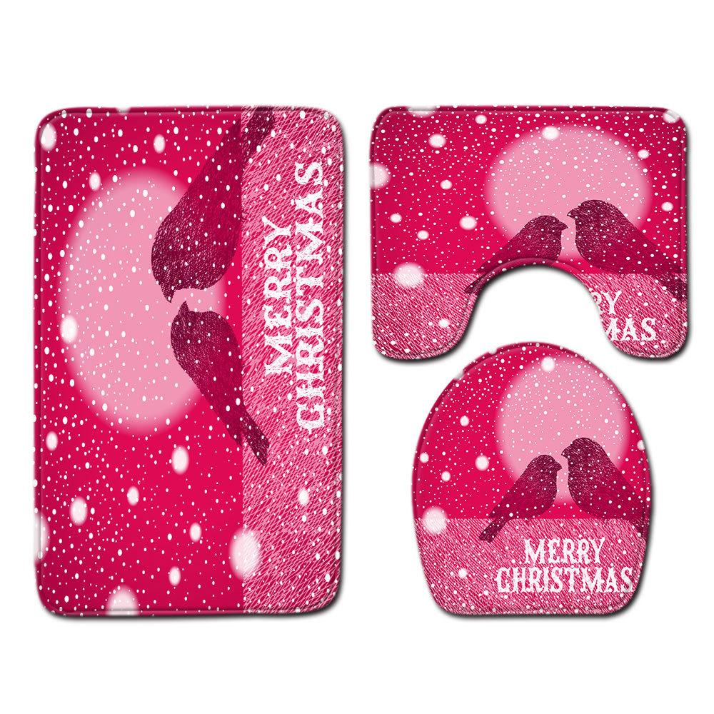 

Рождественский коврик для ванной, туалетный трехпредметный набор 45cmx75cm