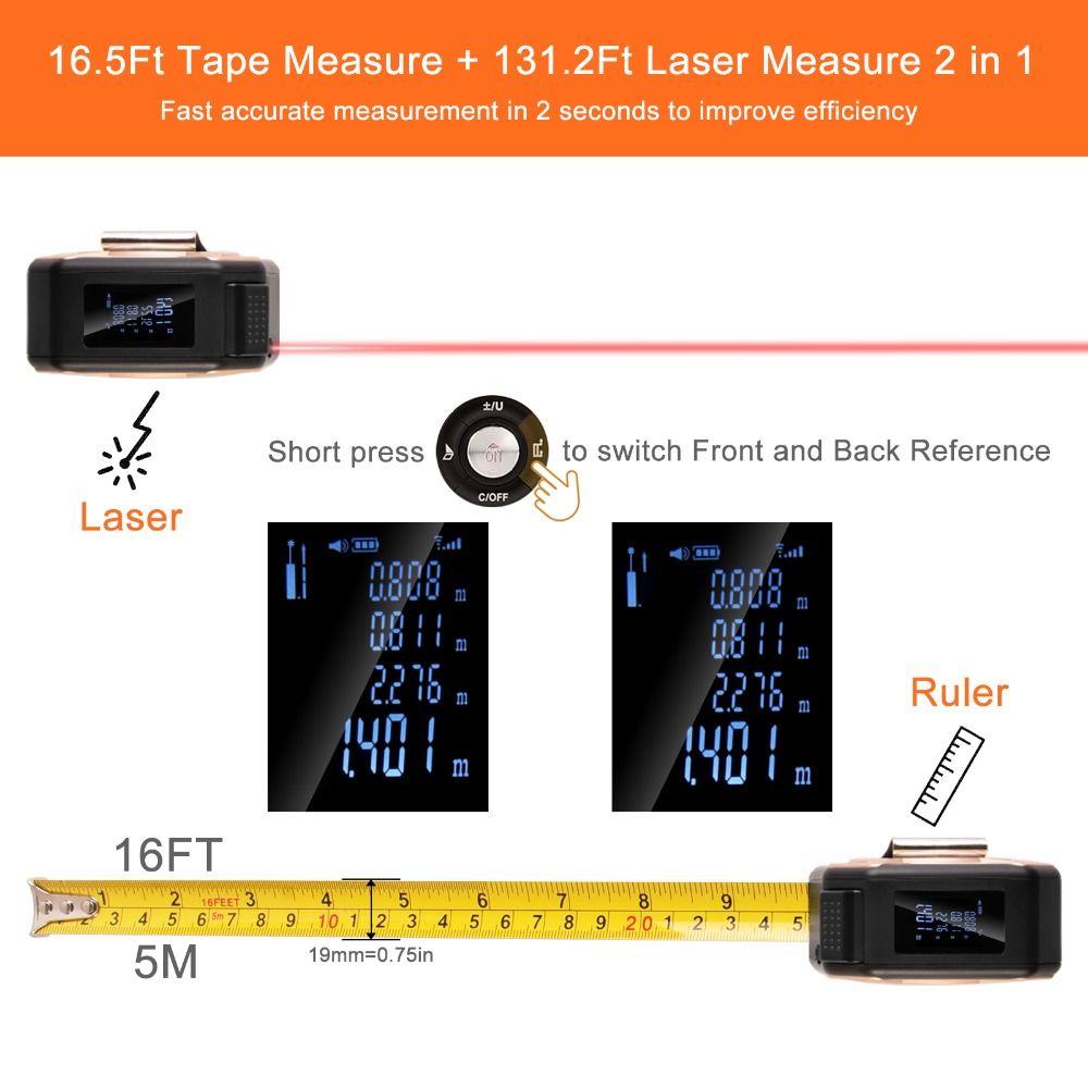 Stainless Steel Digital Laser Tape Measure LCD Screen Laser Rangefinder  DIY Projects