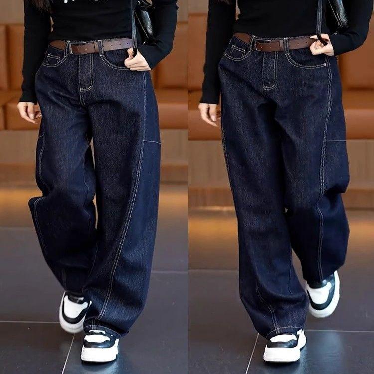 

Women s High Waist Slimming Velvet Denim Jeans - New Autumn/Winter, Versatile Straight Leg, Age-Reducing, Narrow Wide Leg S [80-95 lbs]