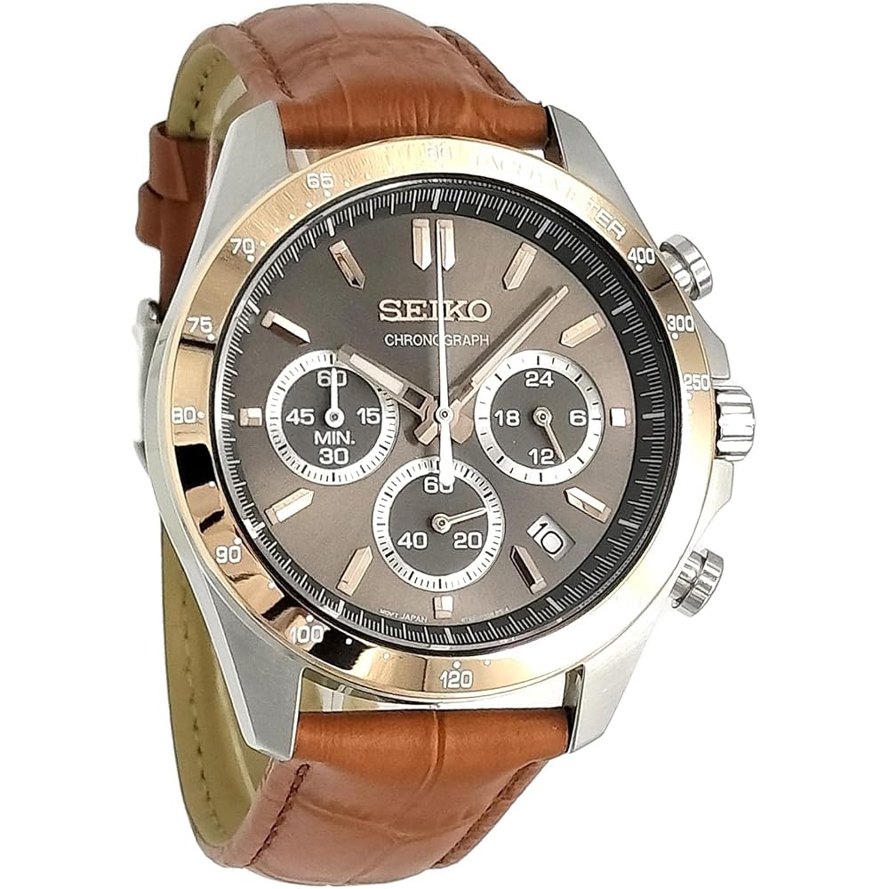 Seiko Chronograph Men s Watch, Genuine Leather Strap Set, Brown, SBTR026LB [Parallel Import]